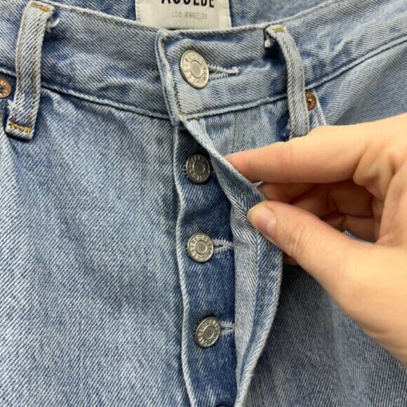 AGOLDE Light Denim Wash Button Fly Riley Crop Jeans 28 - Picture 5 of 7